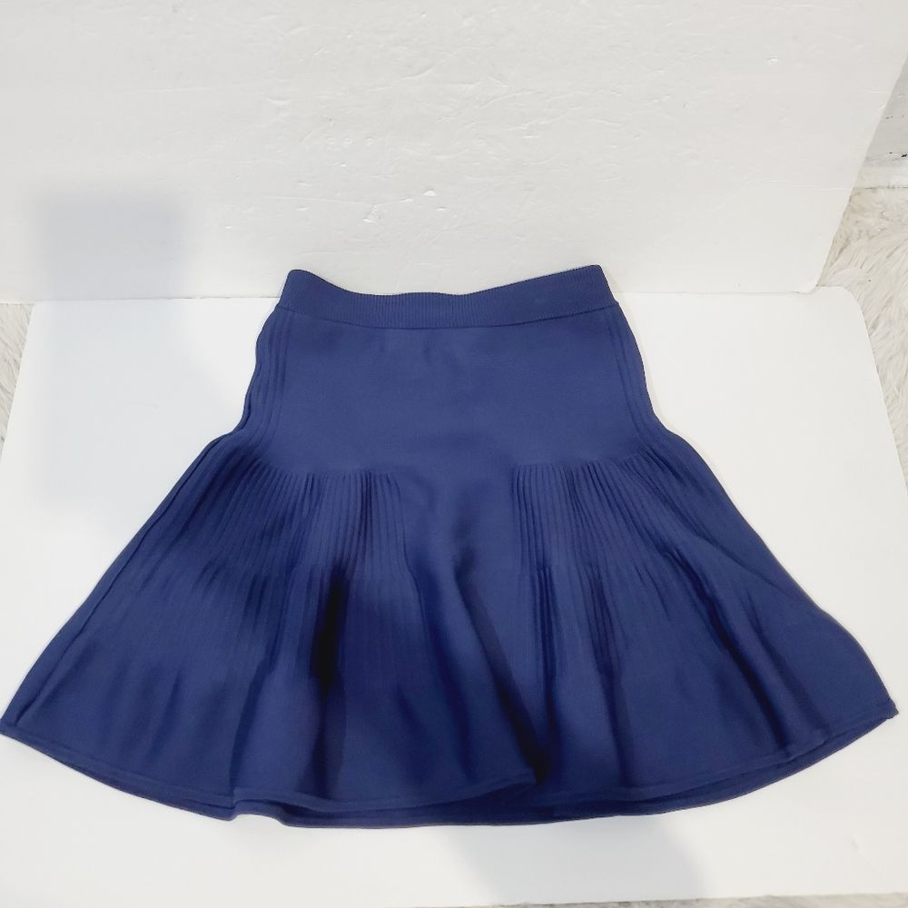 Intermix designer High Waist casual solid blue knit skirt size small - Picture 3 of 10